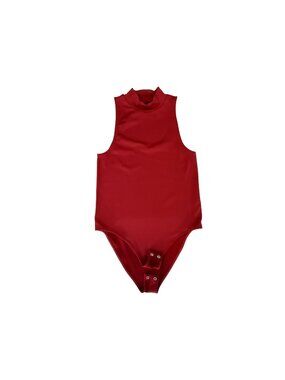 A New Day Womens Sleeveless Red Mock-Neck Bodysuit Size Medium Nylon Blend
